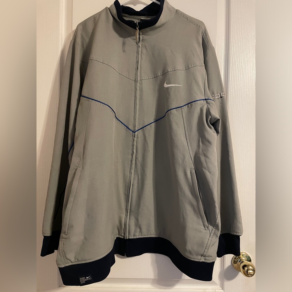 Vintage Nike Air Force Track Jacket Mens XL Grey Navy Blue Full Zip Fit Dry